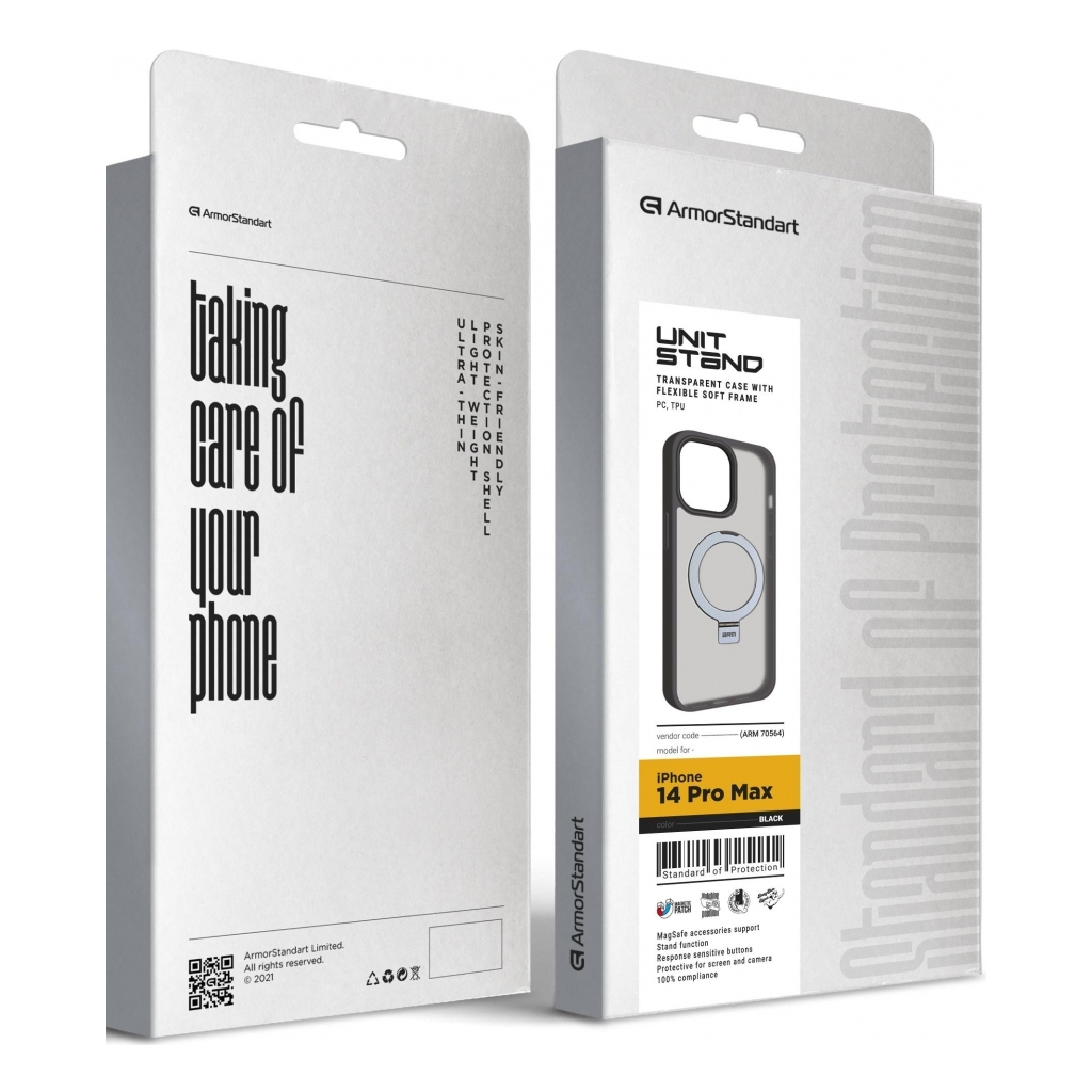 Чохол до мобільного телефона Armorstandart Unit Stand Apple iPhone 14 Pro Max Black (ARM70564) Чохол до мобільного телефона Armorstandart Unit Stand Apple iPhone 14 Pro Max Black (ARM70564)