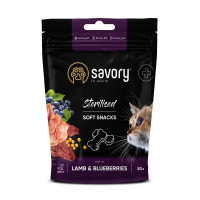 Ласощі для котів Savory для стерилізованих, ягня з чорницями 50 г (4820232631416)