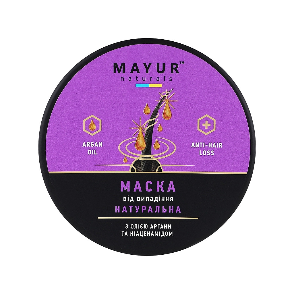 Маска для волосся Mayur Проти випадіння з Аргановою олією та Ніацинамідом 250 мл (4820230953374)