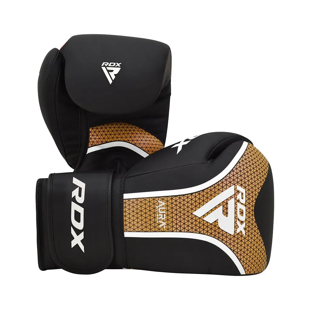 Боксерські рукавички RDX Aura Plus T-17 Black Golden 10 унцій (BGR-T17BGL-10OZ+)