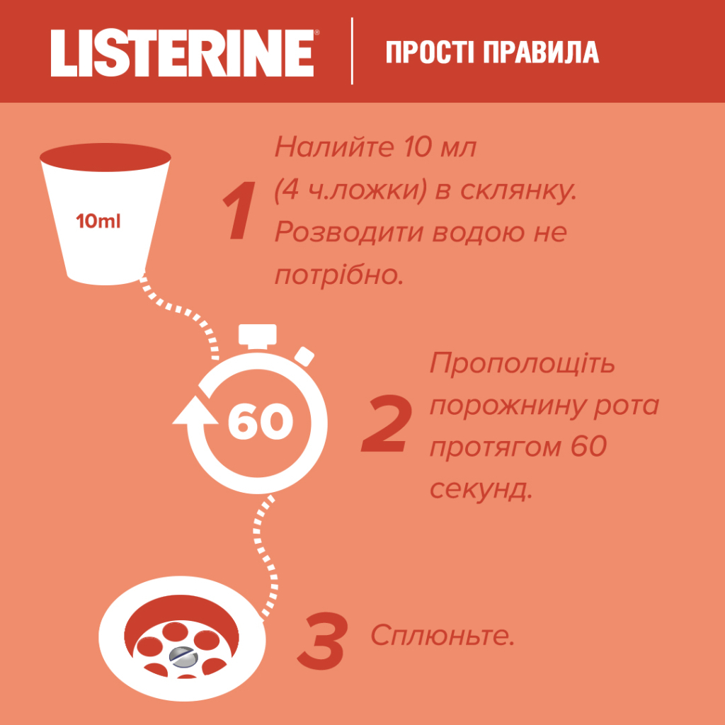 Ополіскувач для порожнини рота Listerine Smart Rinse Ягідна свіжість 500 мл (3574661787190)