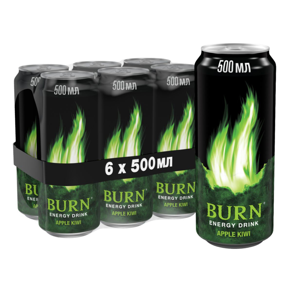 Енергетичний напій Burn Яблуко Ківі Безалкогольний сильногазований 500 мл (5060466510982)