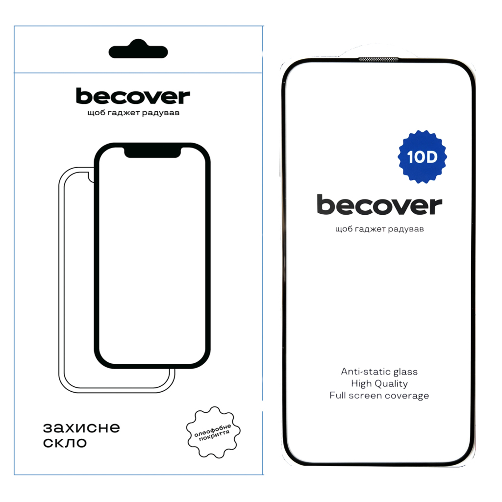 Скло захисне BeCover Apple iPhone 16 Plus 10D Black (712322)