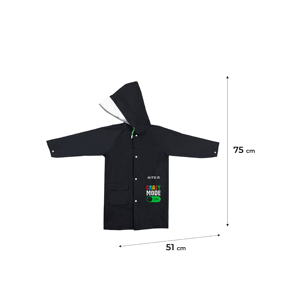 Дощовик дитячий Kite Crazy mode M 130-145 см Чорний (K24-2600M)