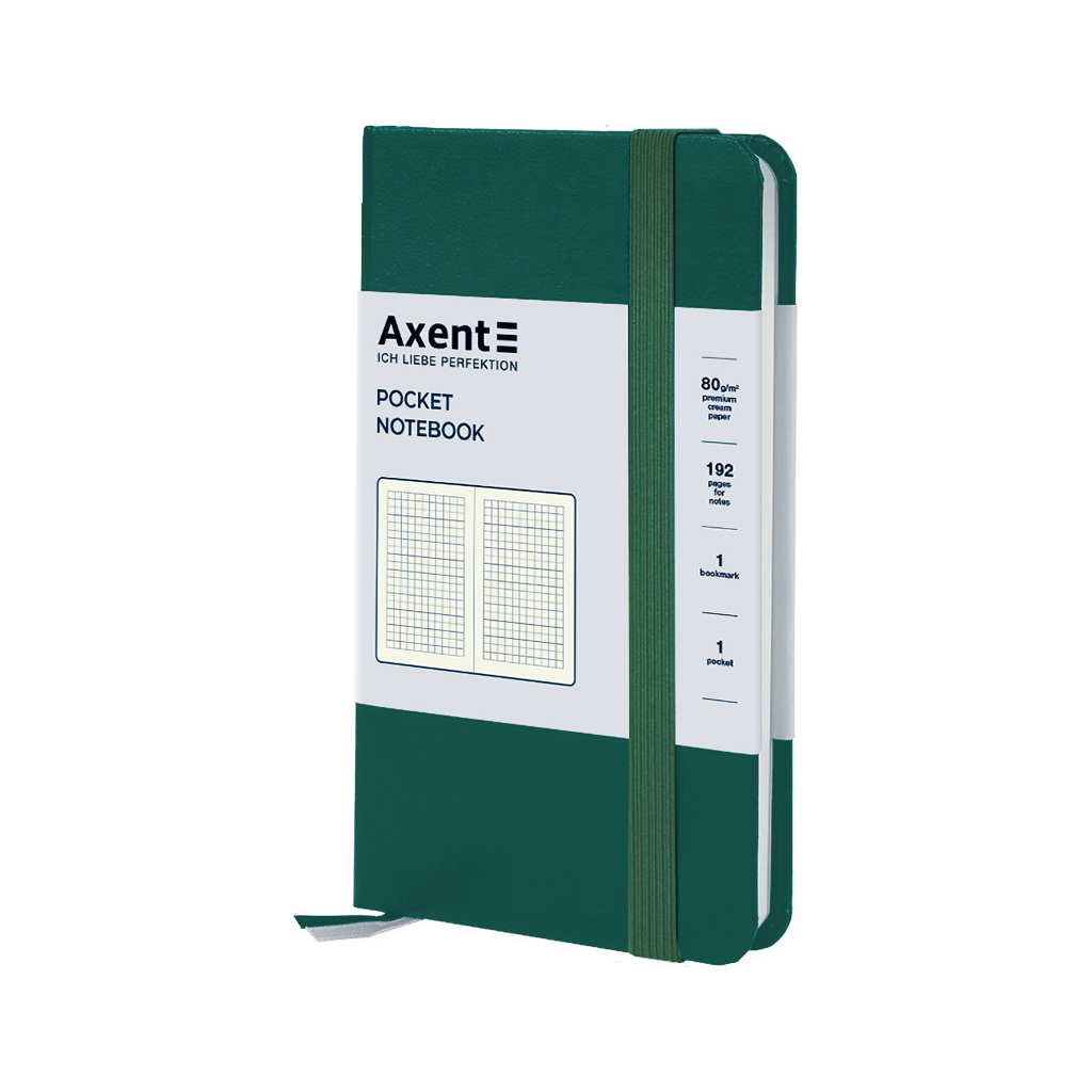 Книга записна Axent Partner 95x140 мм, 96 аркушів, клітинка, зелений ліс (8301-61-A) Книга записна Axent Partner 95x140 мм, 96 аркушів, клітинка, зелений ліс (8301-61-A)