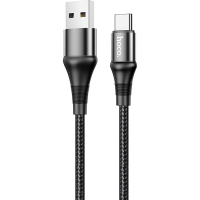 Дата кабель USB 2.0 AM to USB-C 1.0m 3A nylon X50 black HOCO (6931474734235)