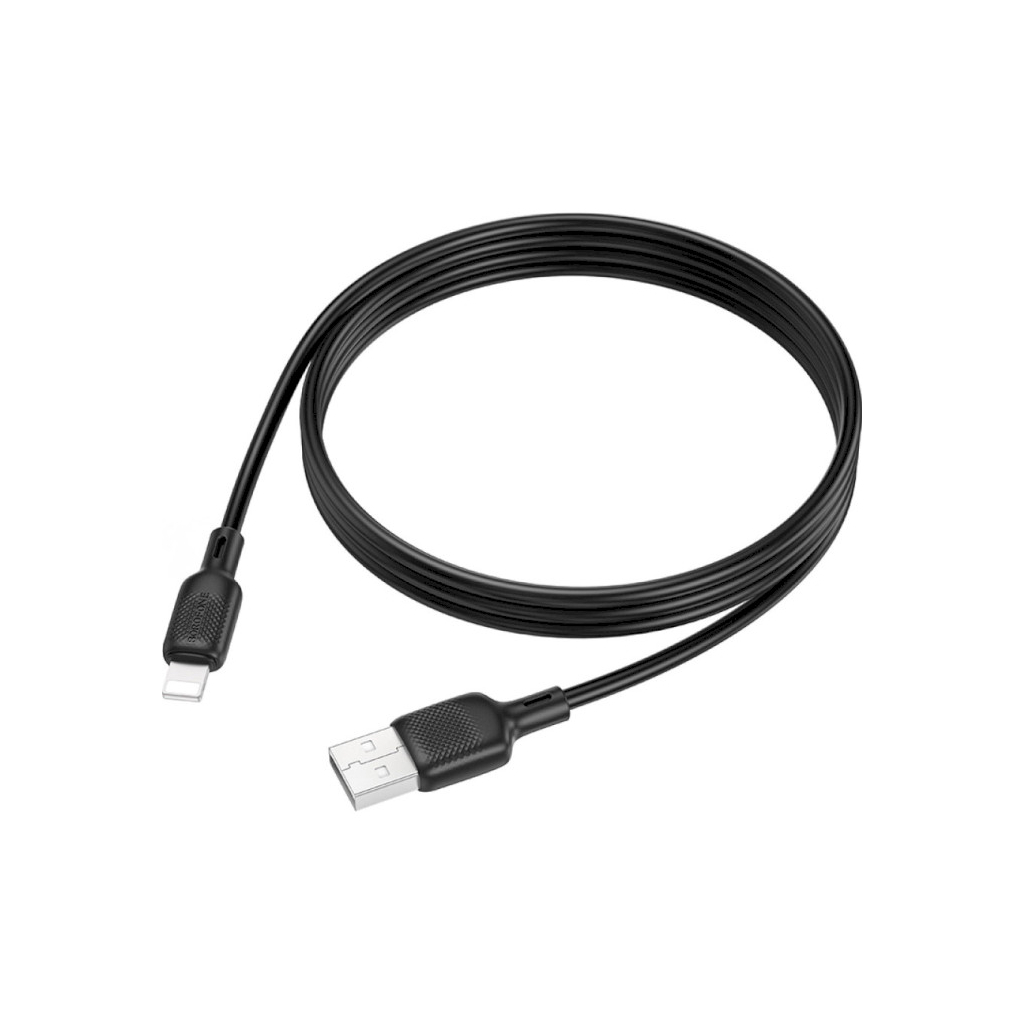 Дата кабель USB 2.0 AM to Lightning 1.0m Lenny silicone BX113 black BOROFONE (6941991115394)