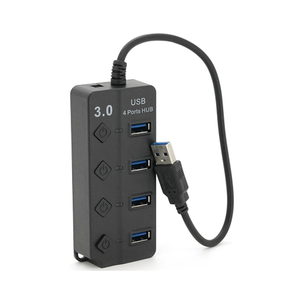 Концентратор Voltronic USB 3.0 to 4xUSB with LED buttons black (YT-3H4A)