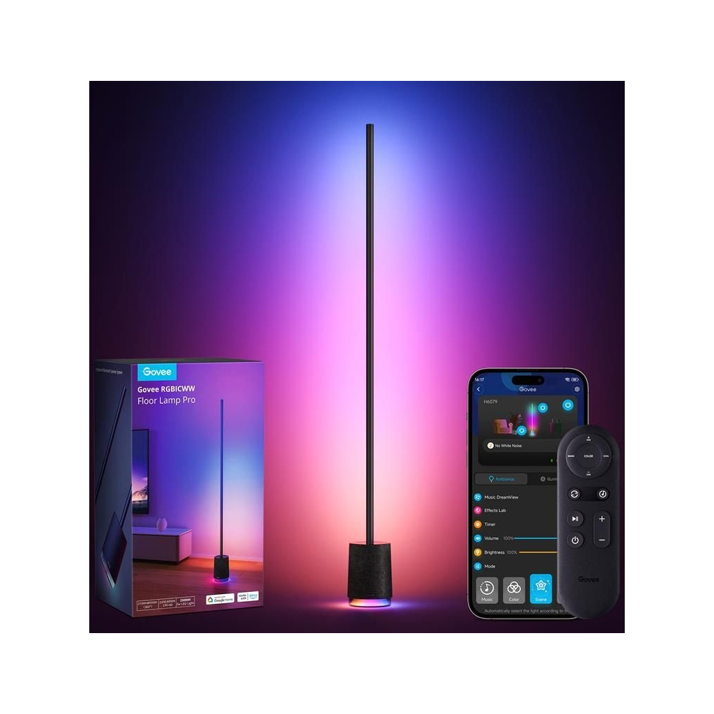 Торшер Govee H6079, 1500Lm, RGBICW, with speaker, WI-FI/Bluetooth, black (H6079312)