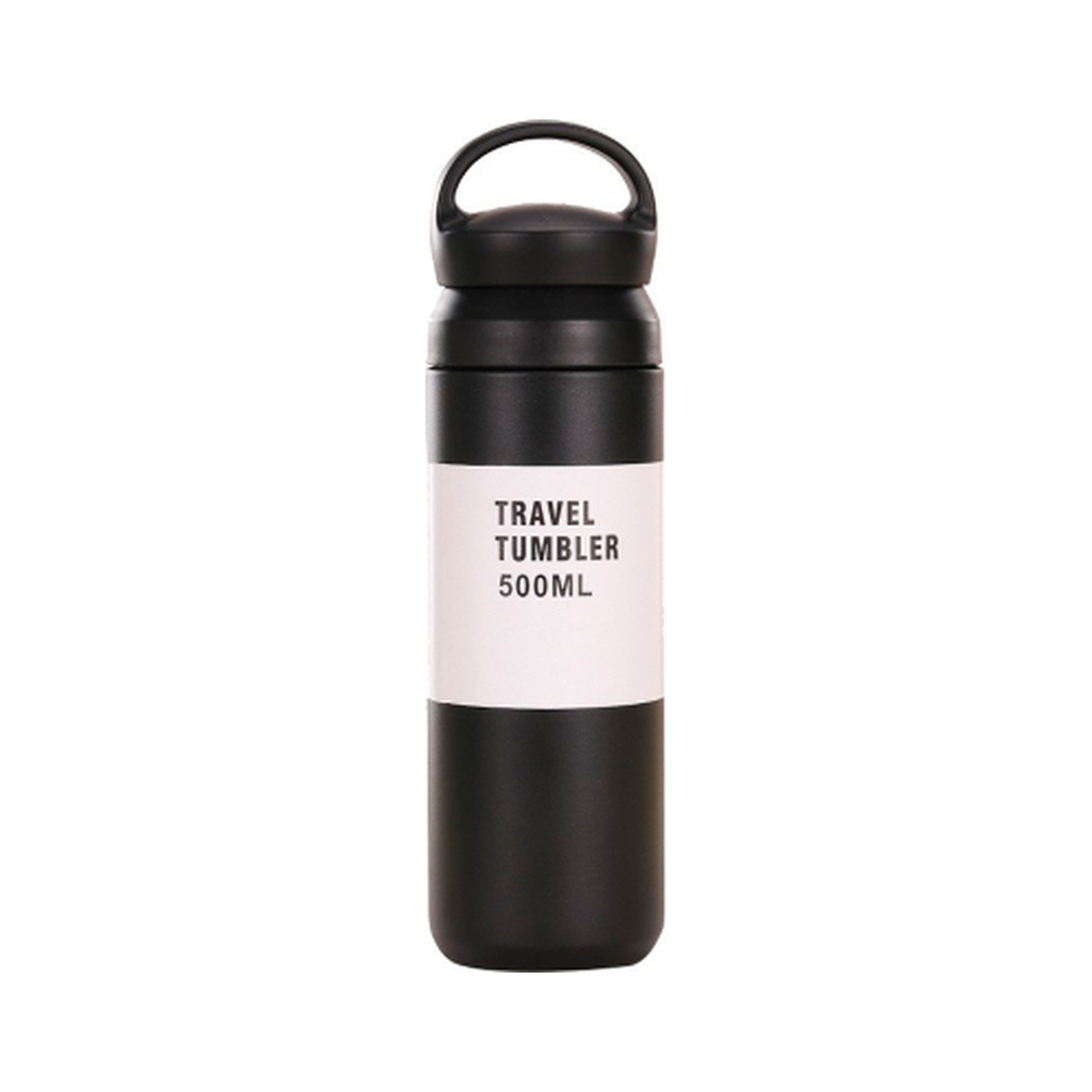 Термос Merlion Travel Tumbler 350 мл, подвійна кришка з ручкою, чорний (SUS304-350Black)