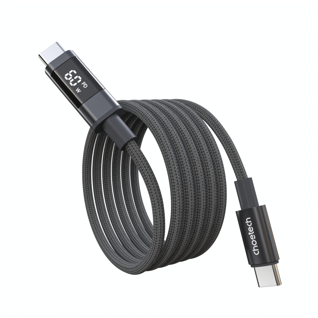 Дата кабель USB-C to USB-C 1.2m PD60W digital display nylon gray Choetech (XCC-1068-GY) Дата кабель USB-C to USB-C 1.2m PD60W digital display nylon gray Choetech (XCC-1068-GY)