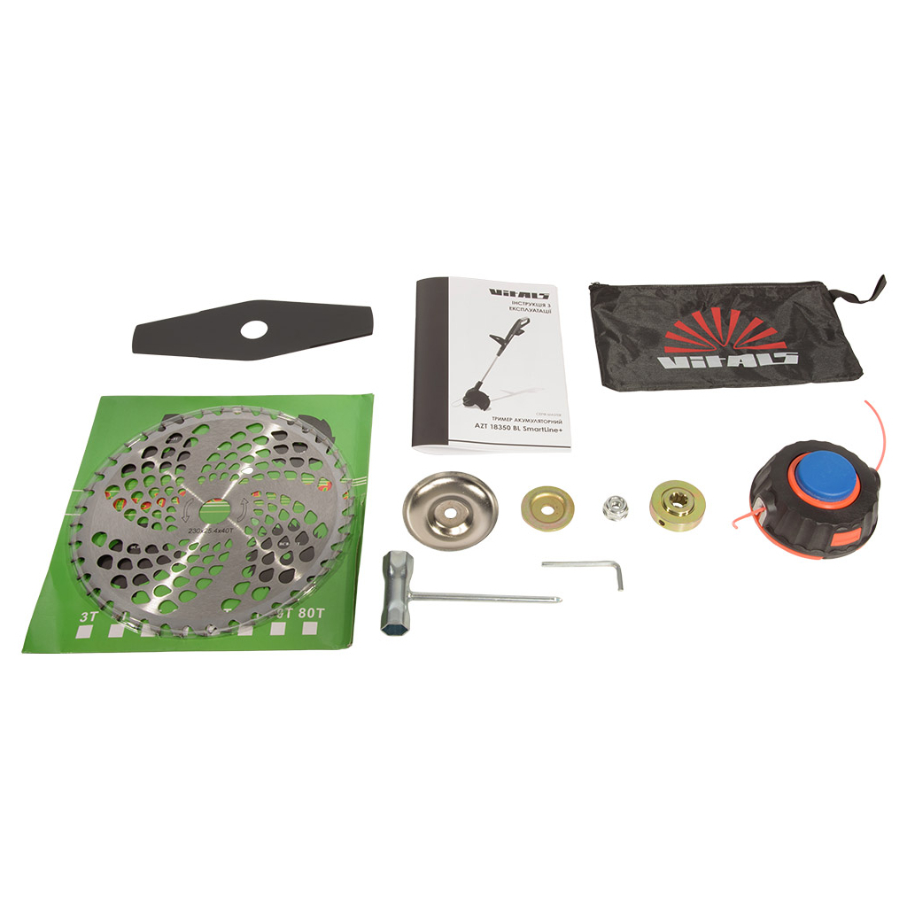 Тример садовий Vitals Master, AZT 18350 BL SmartLine+, 18V, 4Ah, 30см, 5000об/хв, ніж/ліска, 2.75кг (247220) Тример садовий Vitals Master, AZT 18350 BL SmartLine+, 18V, 4Ah, 30см, 5000об/хв, ніж/ліска, 2.75кг (247220)