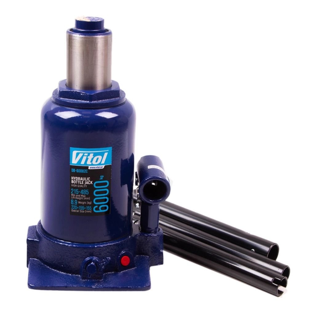 Домкрат Vitol DB-60002C/TF0602, телескопічний, гідравлічний, 6т, 2 циліндри, min 215мм, max 495мм (DB-60002C) Домкрат Vitol DB-60002C/TF0602, телескопічний, гідравлічний, 6т, 2 циліндри, min 215мм, max 495мм (DB-60002C)