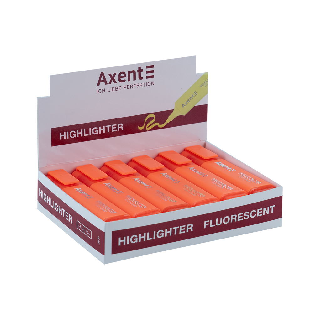 Маркер Axent Highlighter 2537-A, 1-5 мм клиноп. помаранчевий (2537-12-A)