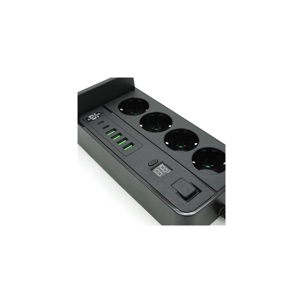 Мережевий фільтр живлення Voltronic G12H, 4 роз, 4USB 3,2А, 2 Type-C, 2м Black (YT-G12H) Мережевий фільтр живлення Voltronic G12H, 4 роз, 4USB 3,2А, 2 Type-C, 2м Black (YT-G12H)