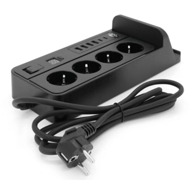 Мережевий фільтр живлення Voltronic G12H, 4 роз, 4USB 3,2А, 2 Type-C, 2м Black (YT-G12H)