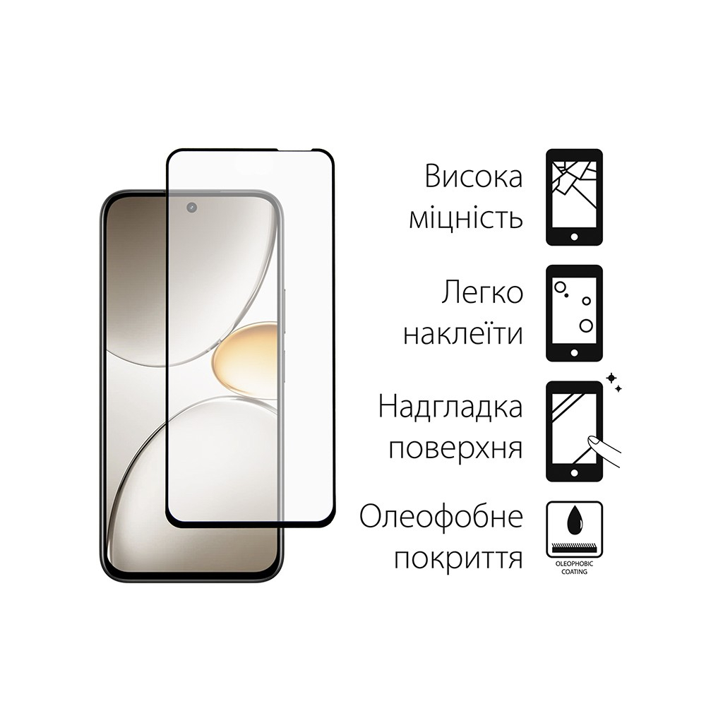 Скло захисне Dengos Full Glue Realme C85 Black (TGFG-449)