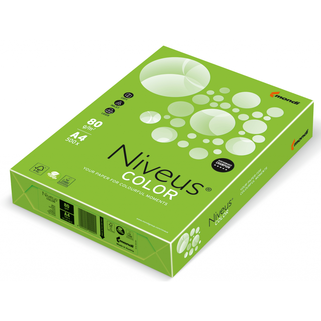 Папір Mondi Niveus COLOR intensive Green A4, 80g, 500sh (A4.80.NVI.MA42.500) Папір Mondi Niveus COLOR intensive Green A4, 80g, 500sh (A4.80.NVI.MA42.500)