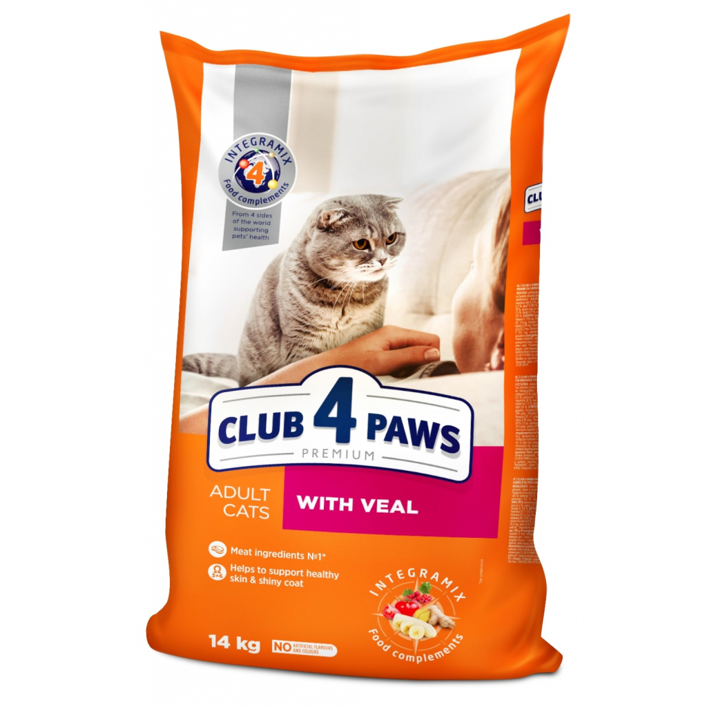 Сухий корм для кішок Club 4 Paws Преміум. З телятиною 14 кг (4820083909207)