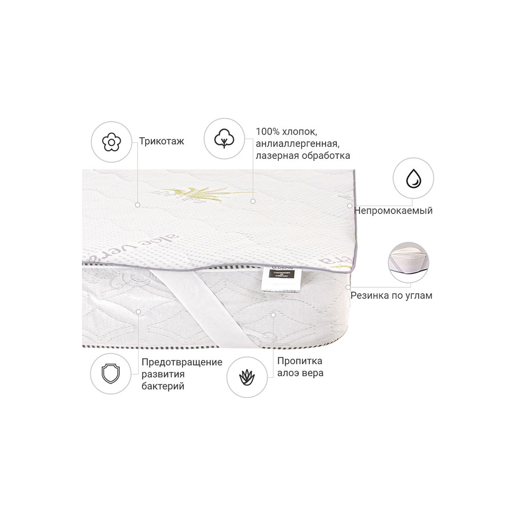 Наматрацник MirSon №1003 Alberto Eco Aloe Vera 90х190 см (2200001490390)