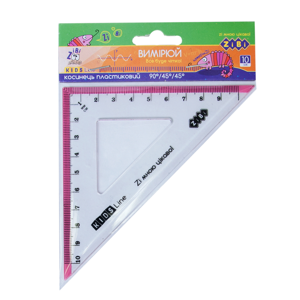 Лінійка ZiBi Kids Line Косинець 100мм з рожевою смужкою, блістер (ZB.5620-10) Лінійка ZiBi Kids Line Косинець 100мм з рожевою смужкою, блістер (ZB.5620-10)