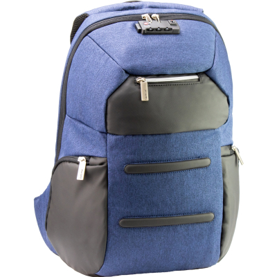 Рюкзак шкільний Optima 18.5" USB Anti-Theft унісекс 0.7 кг 16-25 л Синій (O96917-02)