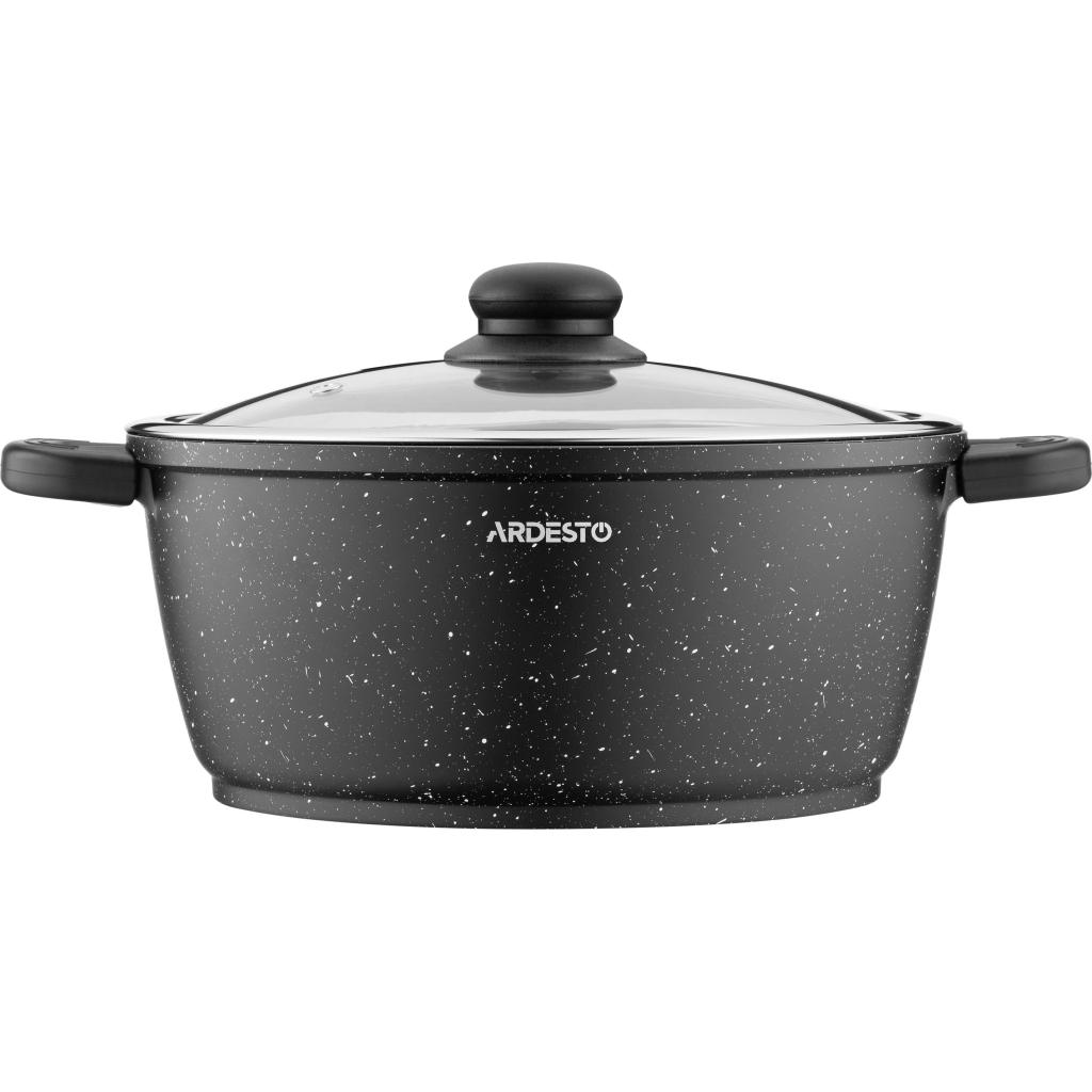 Каструля Ardesto Gemini Anzio скляна кришка 24 см 4,4 л чорна (AR2424GE)