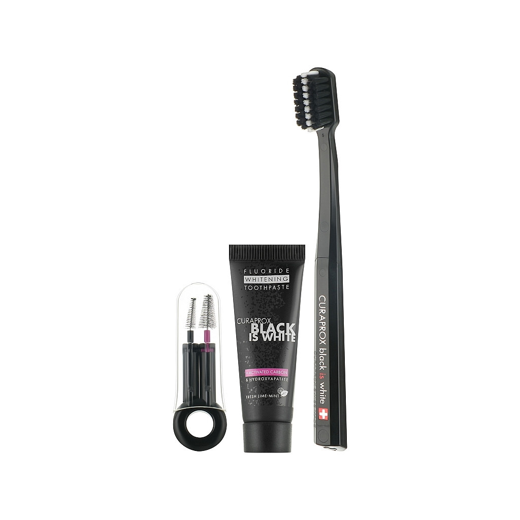 Набір косметики Curaprox Black is White Дорожній гігієнічний (7612412430332)