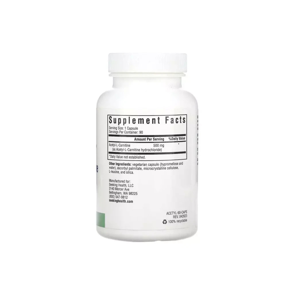 Амінокислота Seeking Health Ацетил-L-Карнітін, 500 мг, Acetyl-L-Carnitine, 90 вегетаріанських кан. (SKH-52008)