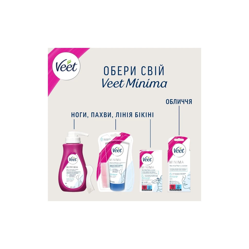 Крем для депіляції Veet Minima для чутливої шкіри з Алое вера 400 мл (3059944021197)