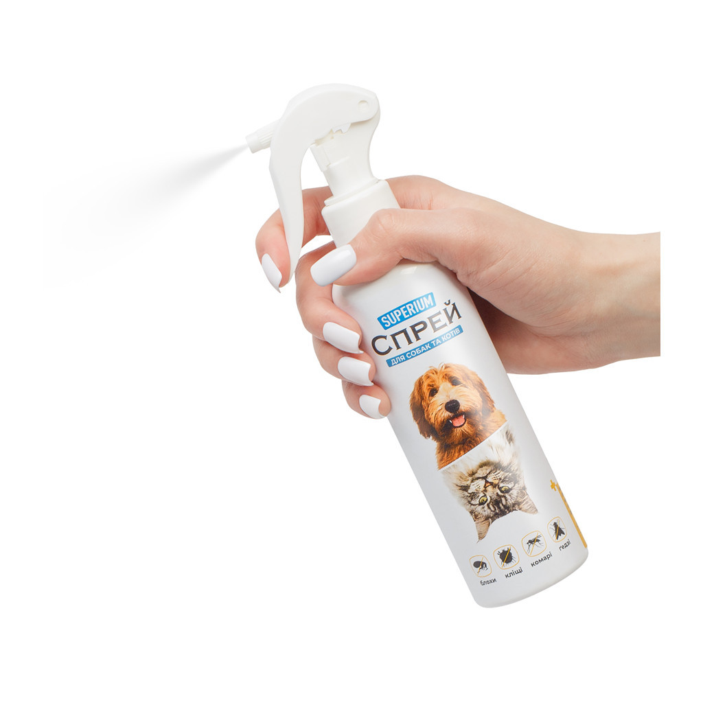Спрей для тварин Superium від бліх, кліщів, комарів та ґедзів для котів та собак 200 мл (9155)