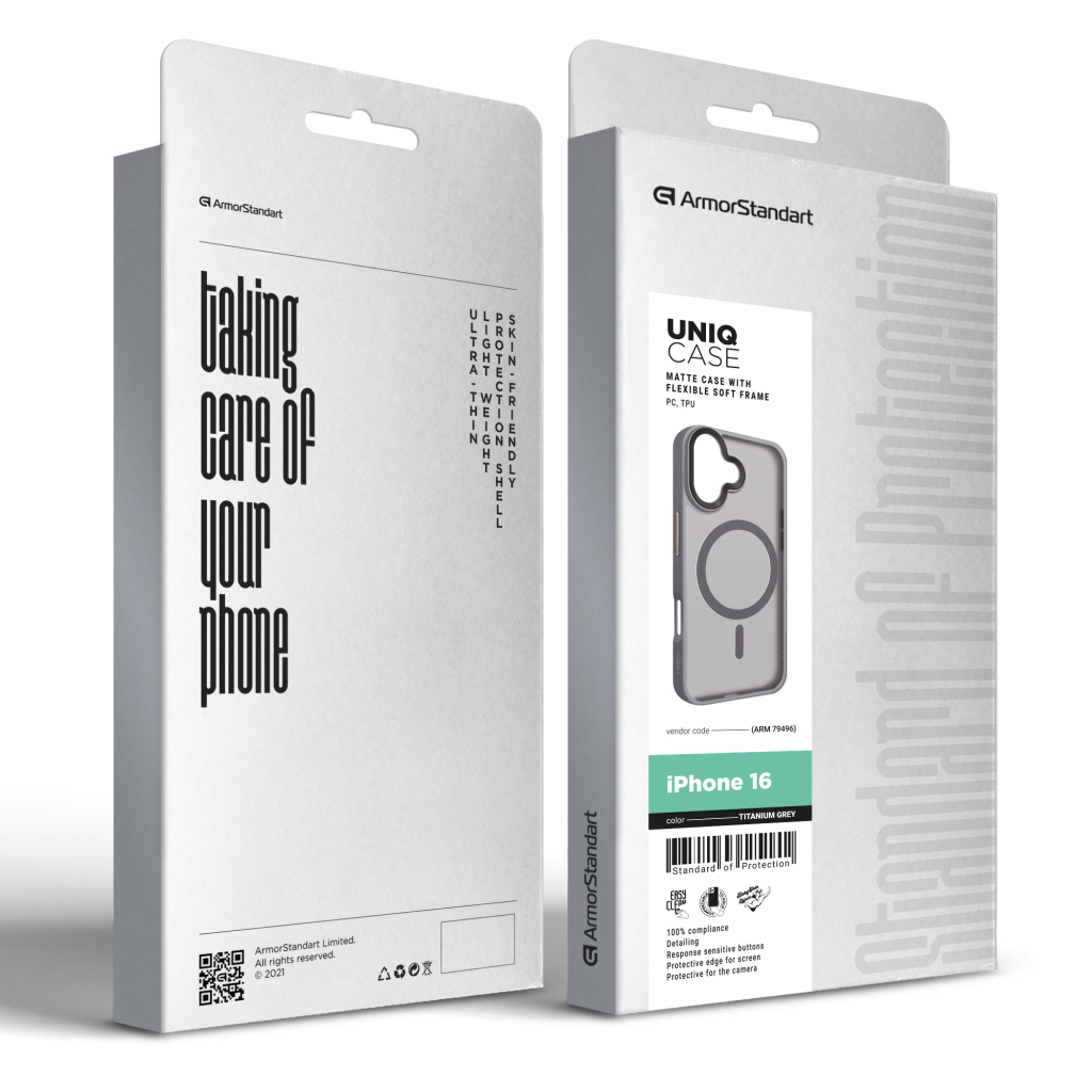 Чохол до мобільного телефона Armorstandart Uniq MagSafe Apple iPhone 16 Titanium Grey (ARM79496) Чохол до мобільного телефона Armorstandart Uniq MagSafe Apple iPhone 16 Titanium Grey (ARM79496)