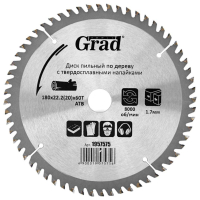 Saw disc Grad for wood with carbide tips Ø180×22.2(20)×60T, 8000rpm GRAD (1957575) (1957575)