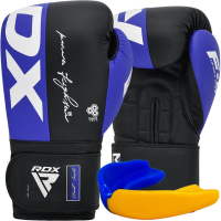 Боксерські рукавички RDX F4 Boxing Sparring Gloves Hook & Loop Blue/Black 16 унцій (BGR-F4U-16OZ)