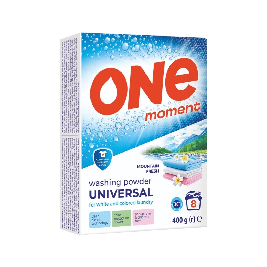 Пральний порошок One Moment Universal Гірська свіжість 400 г (4820178065658)