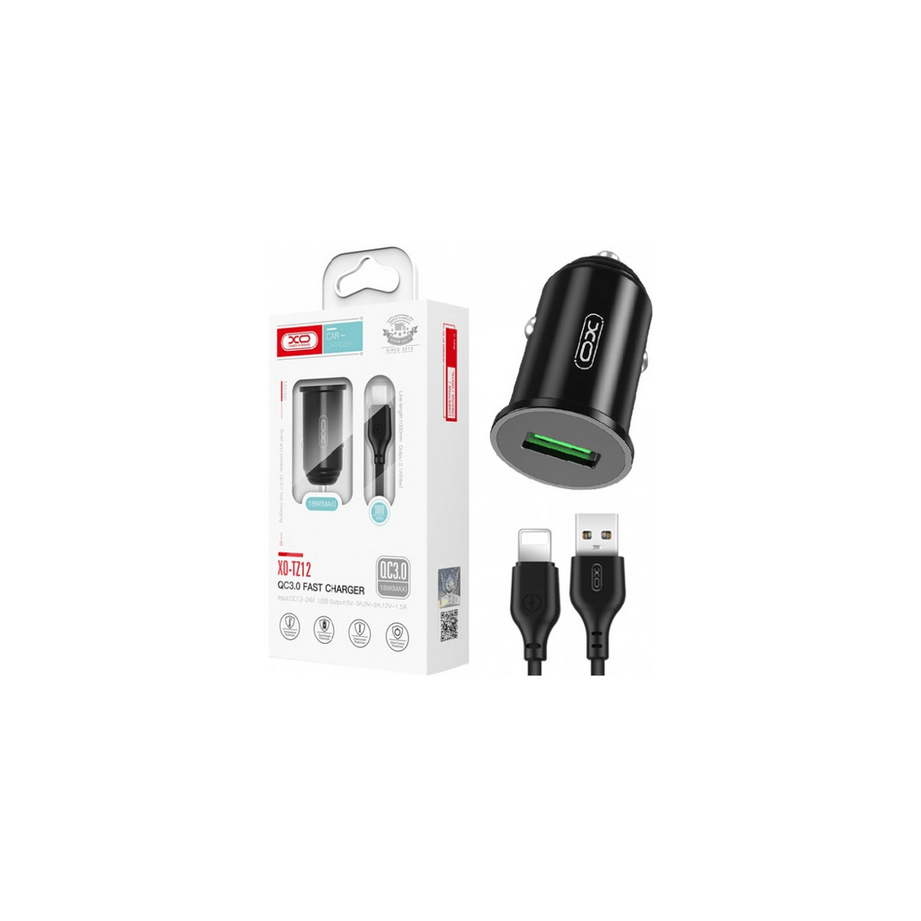 Зарядний пристрій XO USB QC3.0 18W + cable USB to Lightning black (TZ12-L-BK) Зарядний пристрій XO USB QC3.0 18W + cable USB to Lightning black (TZ12-L-BK)