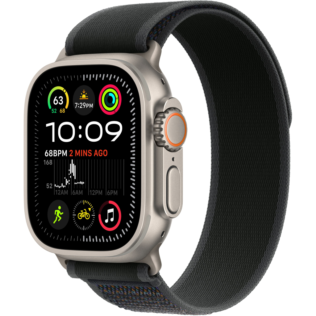Ремінець до смарт-годинника Apple 49mm Black Trail Loop - M/L - Natural Titanium Finish (MXTR3ZM/A)