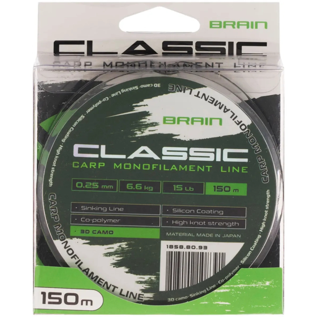 Волосінь Brain Classic Carp Line 3D (camo) 150m 0.25mm 15lb 6.6kg (1858.80.93) Волосінь Brain Classic Carp Line 3D (camo) 150m 0.25mm 15lb 6.6kg (1858.80.93)