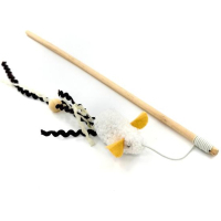 Toy for cats Hippie Pet Rod with a mouse white 40 cm (HIPCW2303009B)