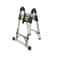 Voltronic ladder 2.5m double 6+6 steps, stainless steel, up to 150kg, width 45cm (YT43386)