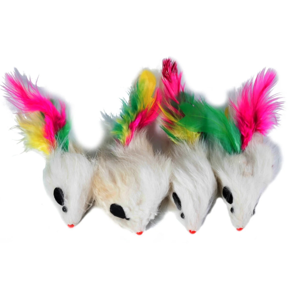 Іграшка для котів "FOX" Миша з брязкальцем та пером (5901436129301)