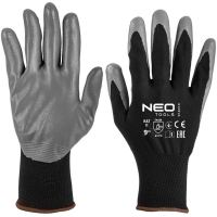 Protective gloves Neo Tools polyester with nitrile coating, p.9, gray-black (97-647K-9)