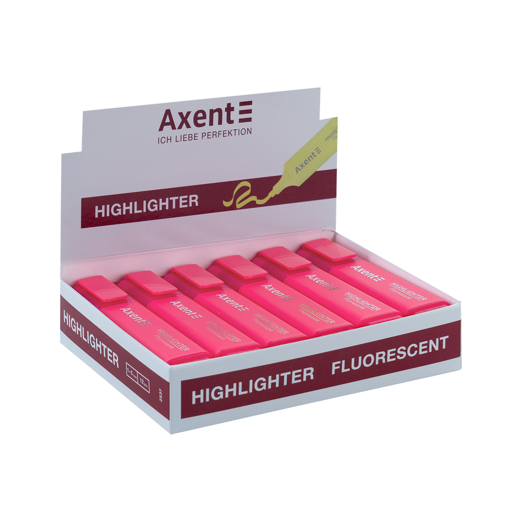 Маркер Axent Highlighter 2537-A, 1-5 мм клиноп. рожевий (2537-10-A)