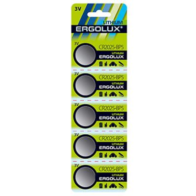 Battery Ergolux CR-2025 Lithium * 5 (CR2025-BP5)