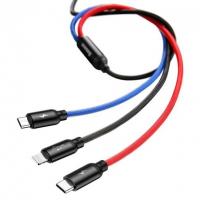 Дата кабель USB 2.0 AM to Lightning + Micro 5P + Type-C 0.3m Three Prima Baseus (CAMLT-ASY01)