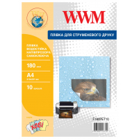 Плівка для друку WWM A4, 180мкм, 10л, for inkjet, waterproof translucent self-adh (F180PET10)