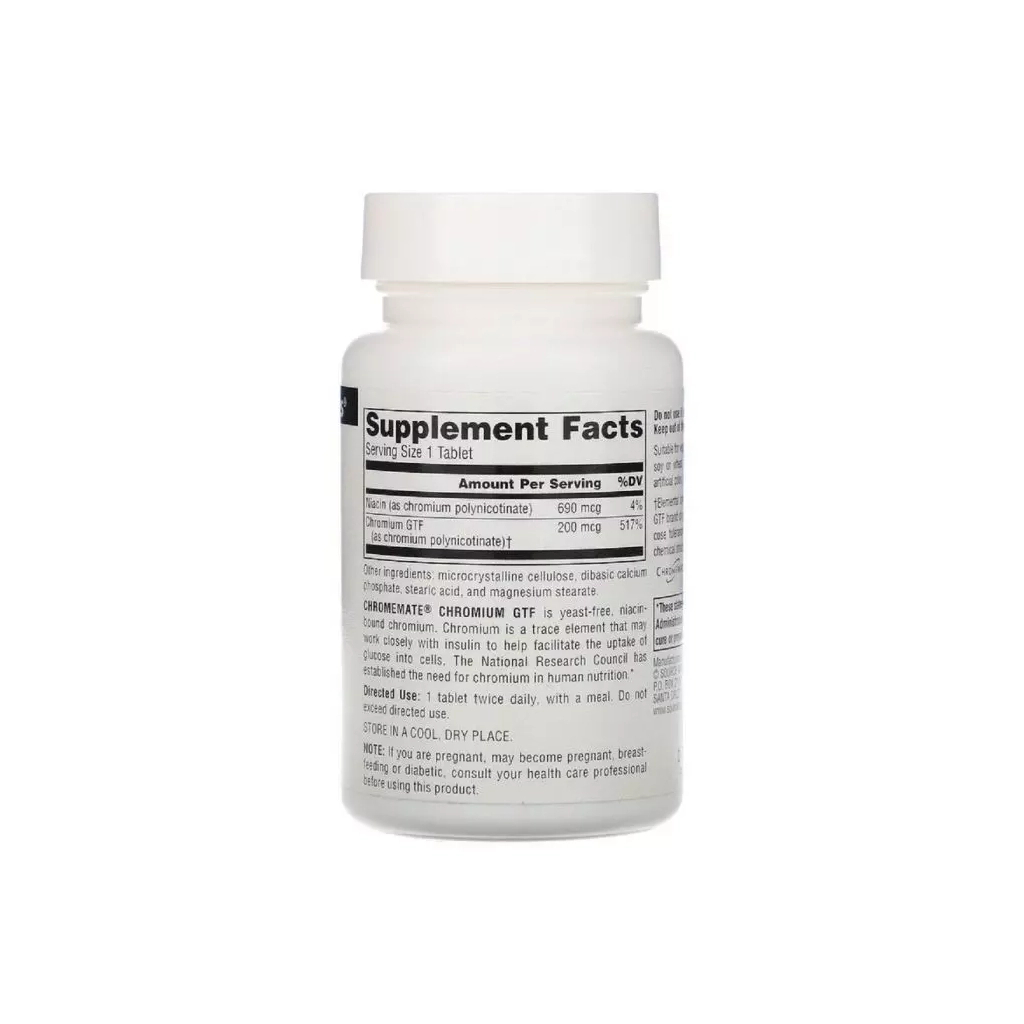 Мінерали Source Naturals Хром GTF 200мкг, ChromeMate, 240 таблеток (SNS-00107)