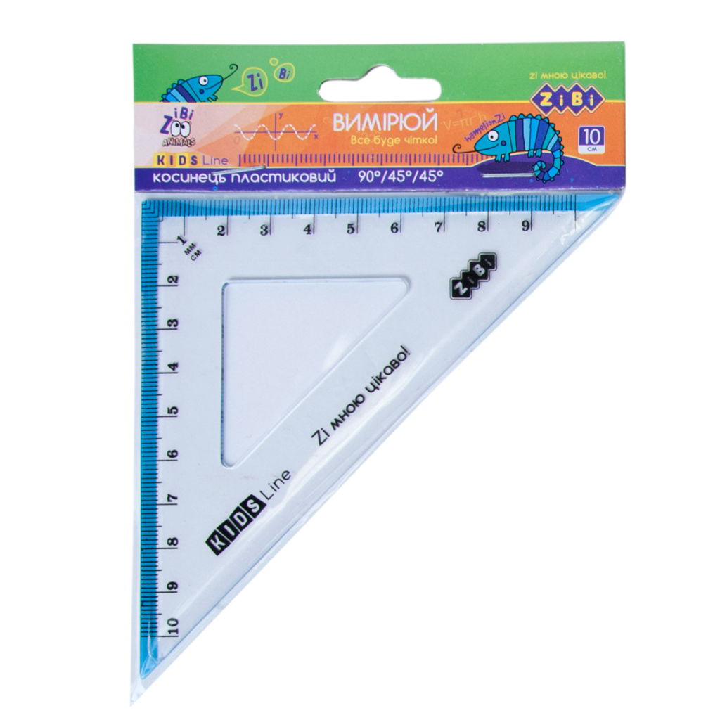 Лінійка ZiBi Kids Line Косинець 100мм з блакитною смужкою, блістер (ZB.5620-14) Лінійка ZiBi Kids Line Косинець 100мм з блакитною смужкою, блістер (ZB.5620-14)