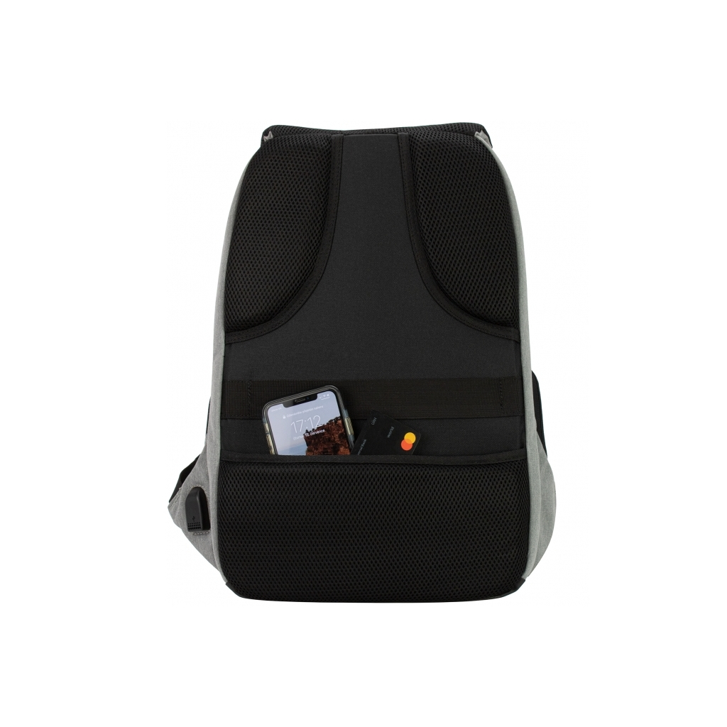 Рюкзак шкільний Optima 18.5" USB Anti-Theft унісекс 0.7 кг 16-25 л Сірий (O96917-03)