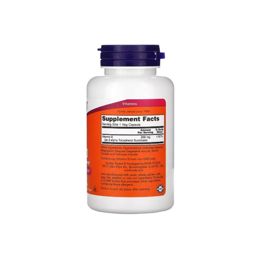 Вітамін Now Foods Вітамін E-400, 400 МО, Vegetarian Dry E-400, 100 вегетаріанських капсул (NOW-00850)